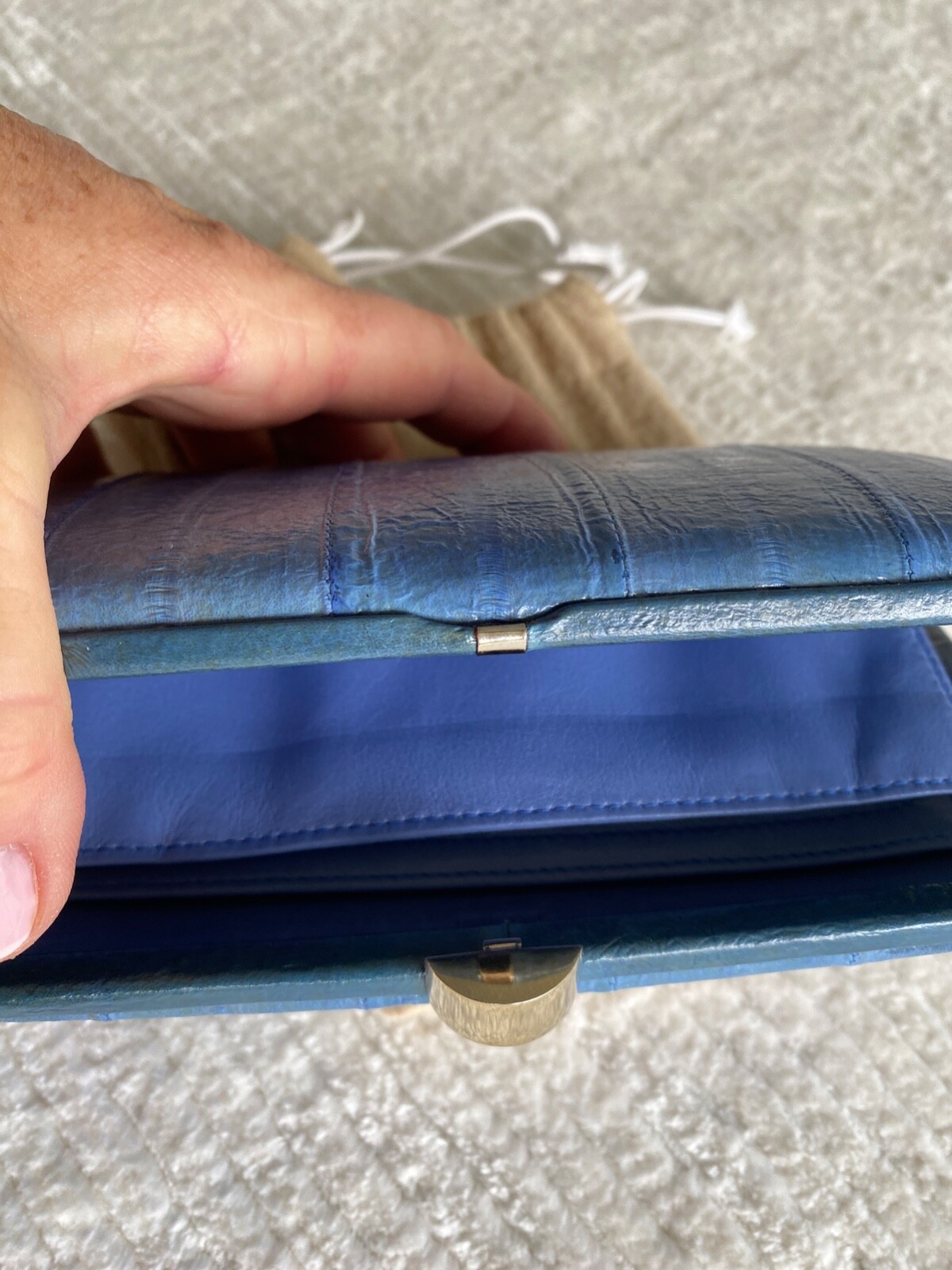SERGIO ROSSI Blue Ell Leather Clutch Bag/ Wallet