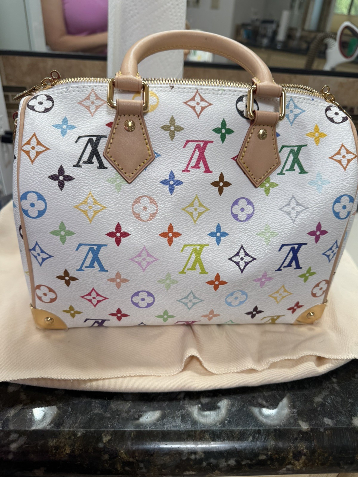 RARE New Louis Vuitton x Murakami White Multicolor Speedy 25 Handbag SOLDOUT