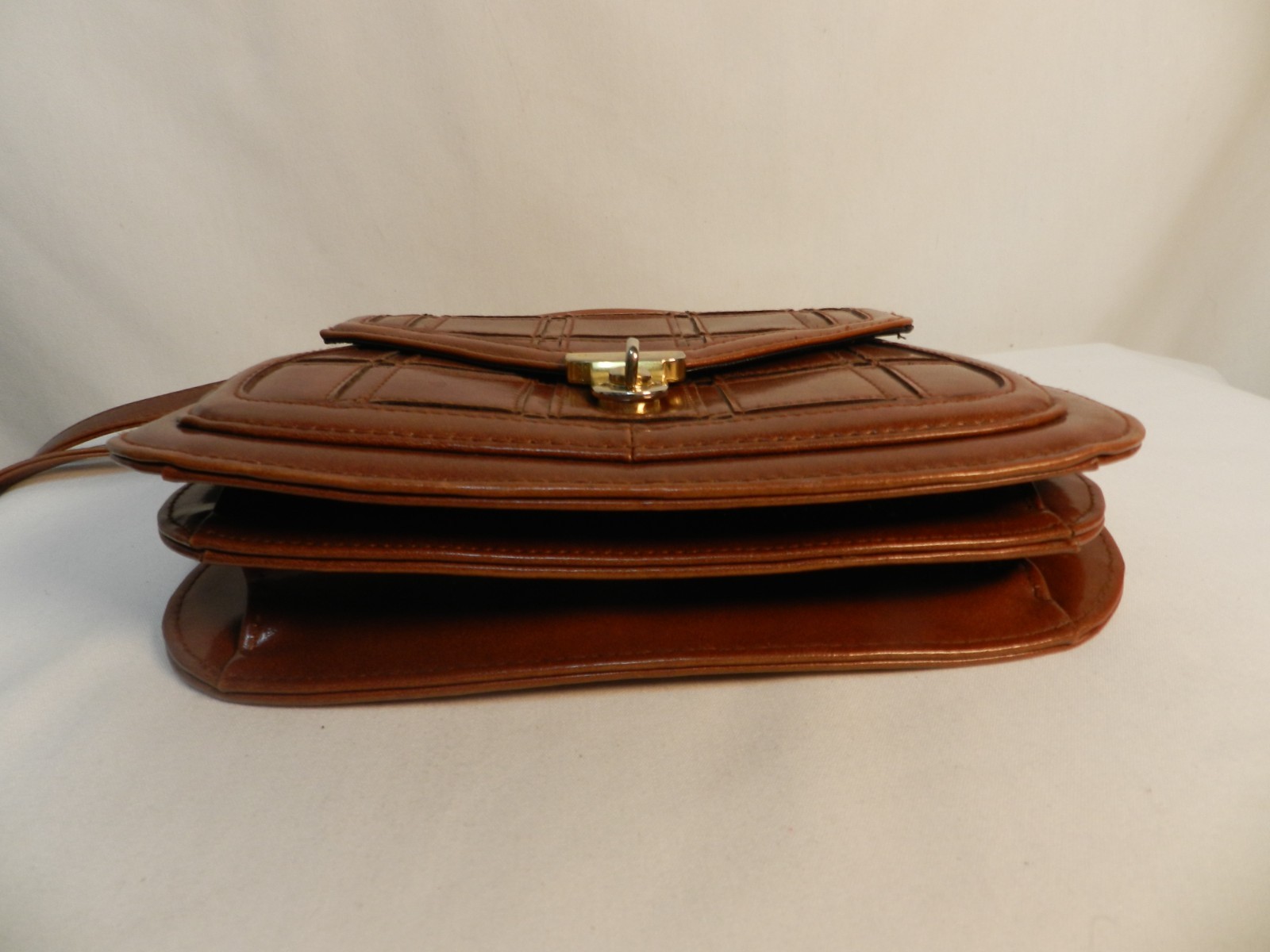 Vintage Structured Faux Leather top handle convertible shoulder bag purse brown