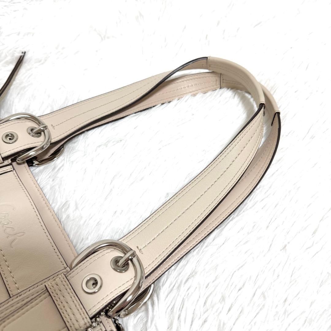 COACH Soho Leather Tote Bag 23cm x 46cm Large Capacity White