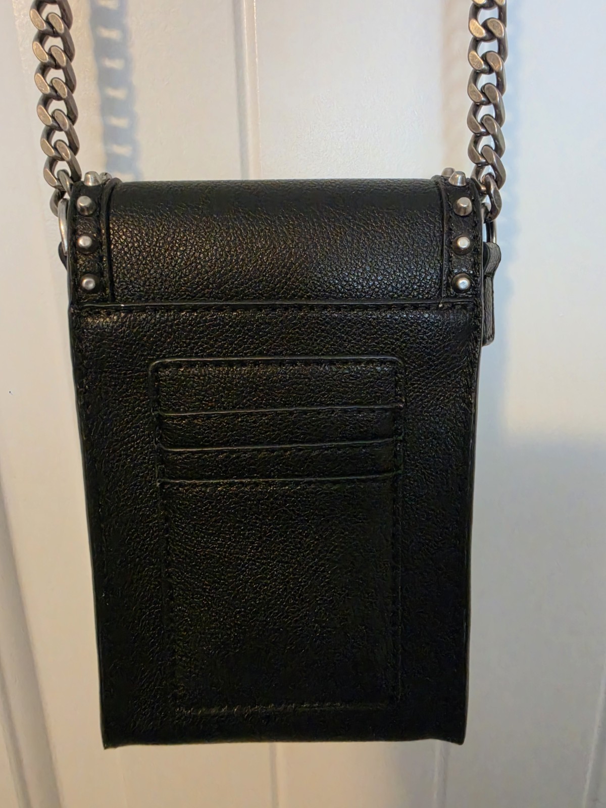Karl Lagerfeld Black Studded Chain Strap Crossbody Phone Bag Magnetic Closure