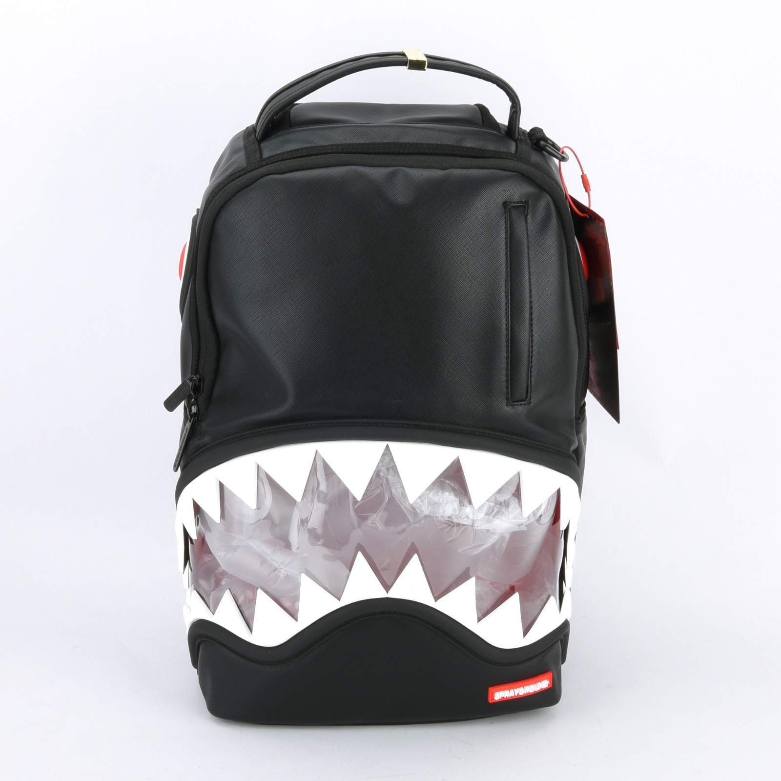 Sprayground Shark Big Bite Lucid Clear Shark Bite Bag zipper Backpack Black