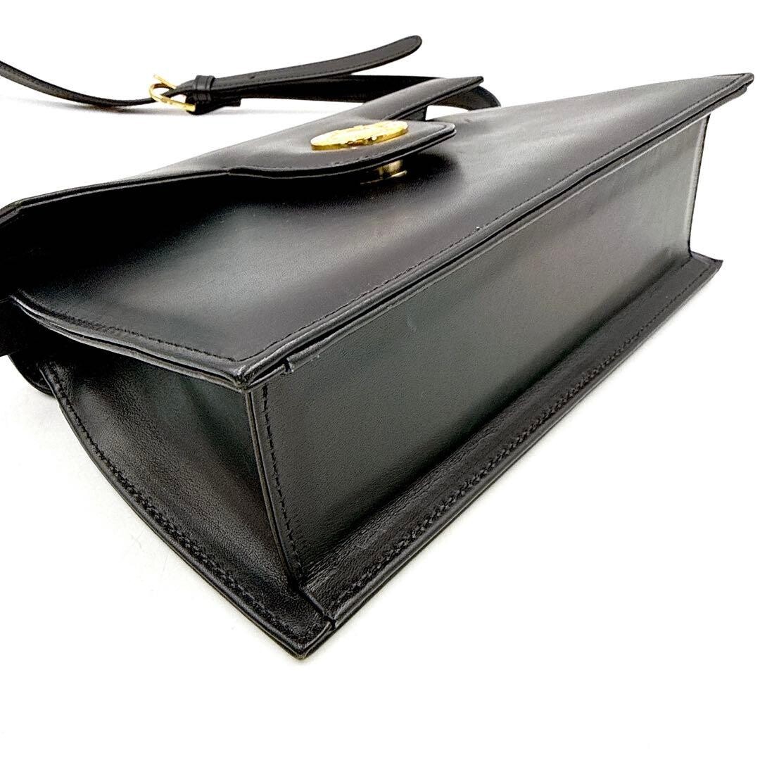 Givenchy Black Leather 2Way Formal Handbag Shoulder Bag Gold Women