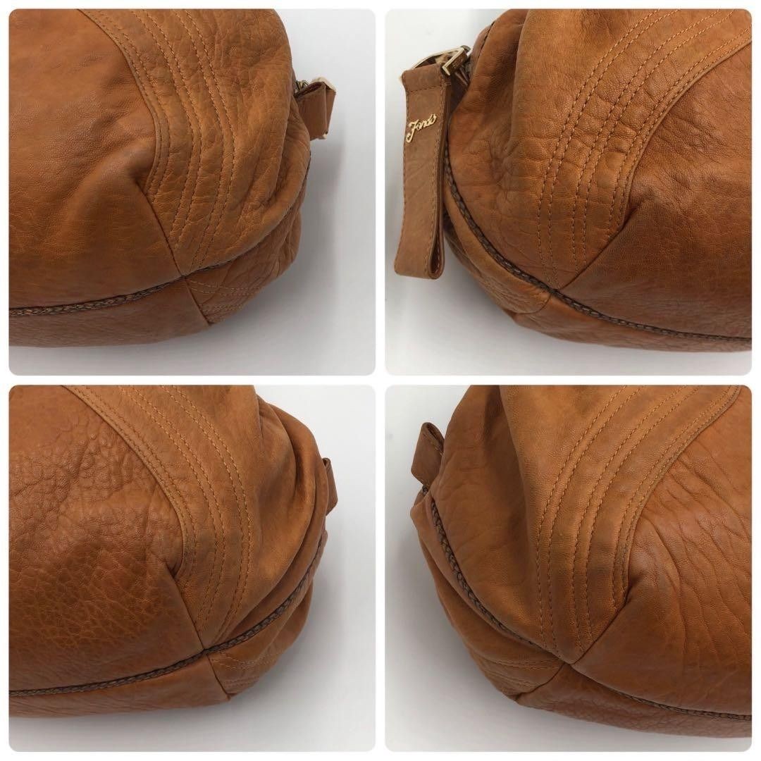 FENDI Spy Zucca Leather Brown Shoulder Bag Dust Bag 2way FF Logo Womens Auth