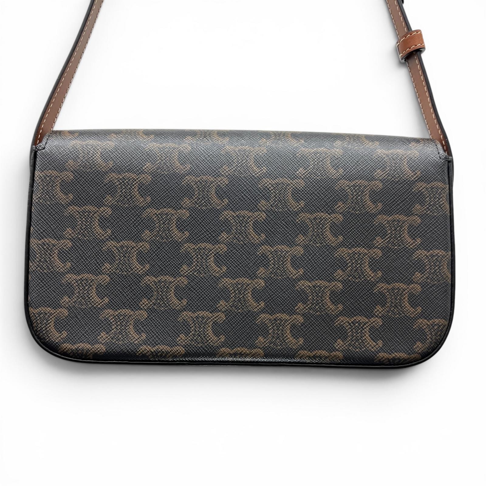 CELINE Triomphe Claude Shoulder Bag Brown PVC Leather 194142 Women’s Accessories