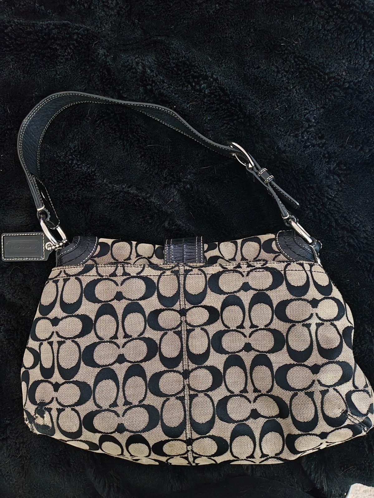 Vintage COACH F-15203 Black and Grey Signature C Soho Shoulder Bag