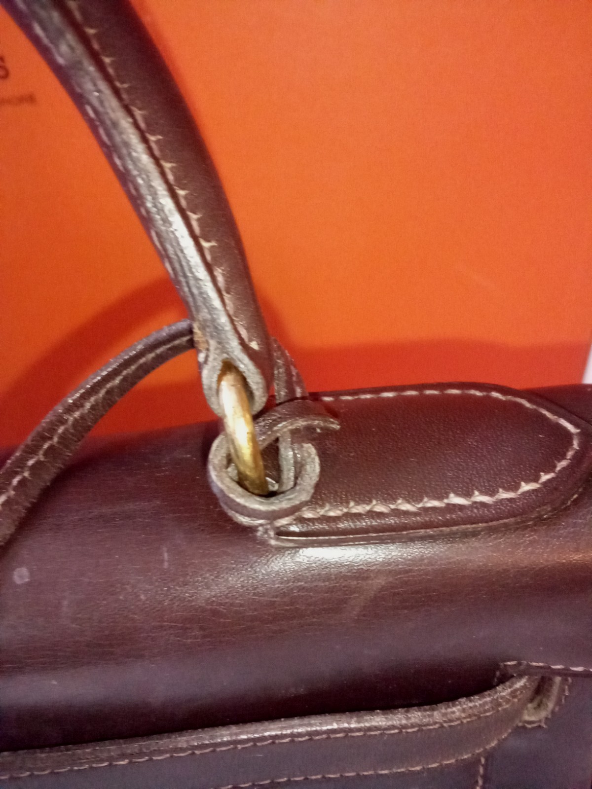 AUTHENTIC HERMES KELLY 28 VTG ’88 BROWN Calf Leather Purse Women’s Original Box,