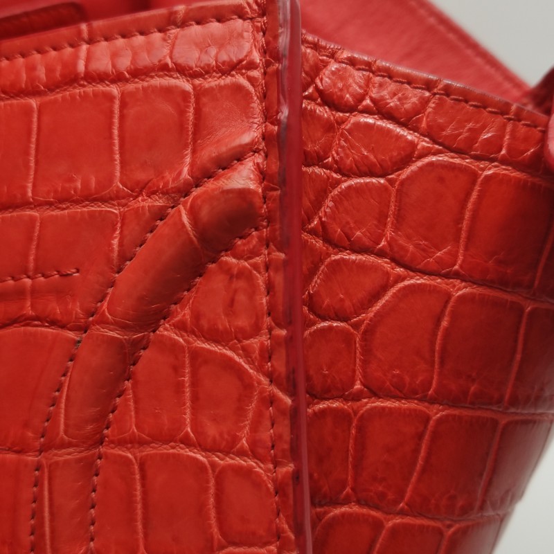 Celine Luggage Mini Red Croc Embossed Cowhide Carry Personal Items Duty Paid