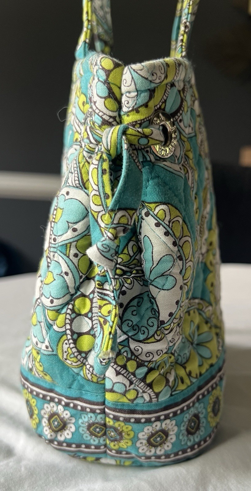 Vera Bradley sustainable turquiose/lime ‘Peacock Paisley’ Sherry handbag