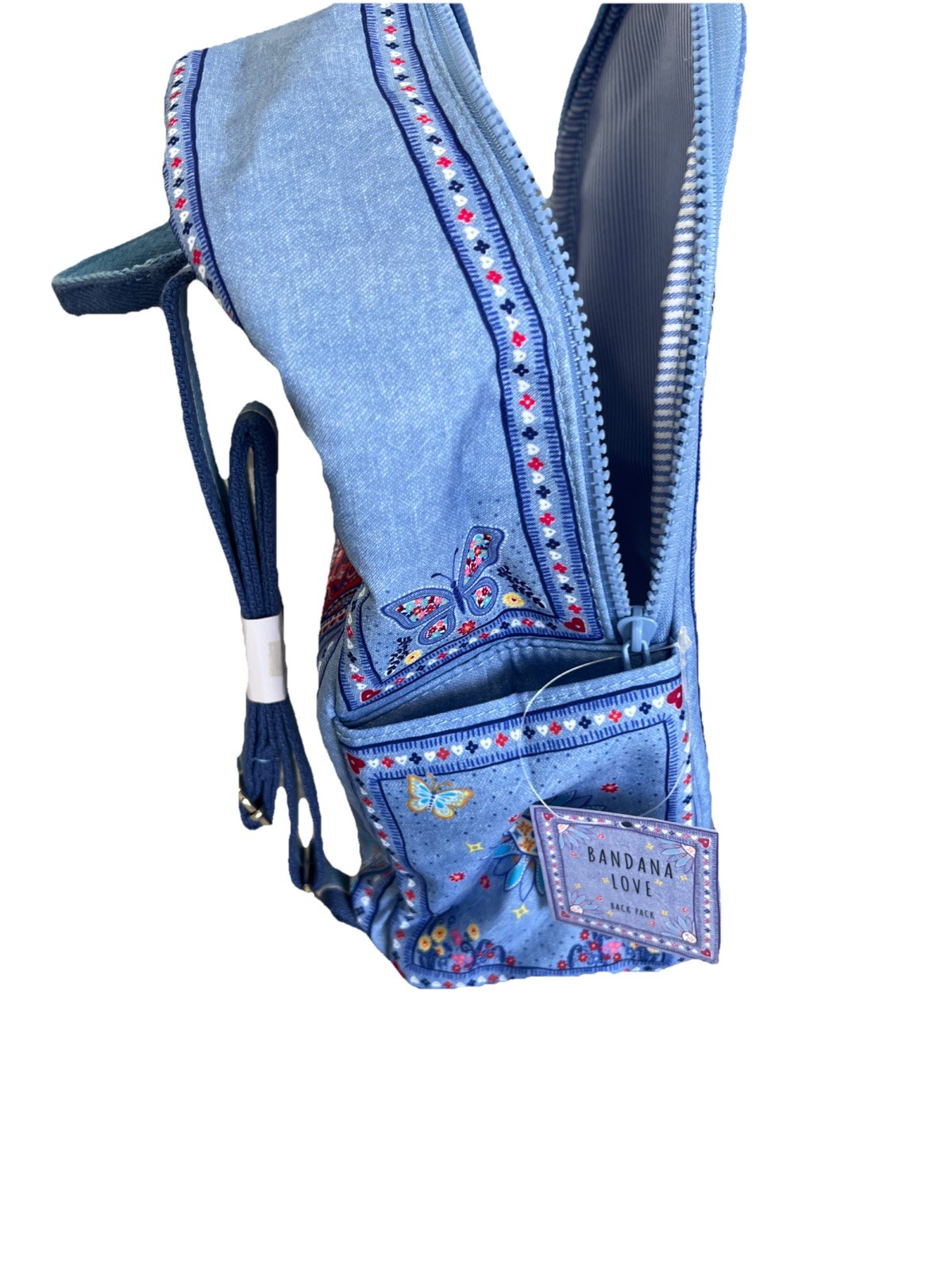 Brighton Bandana Love Back Pack NEW Blue Paisley Flowers Butterflies