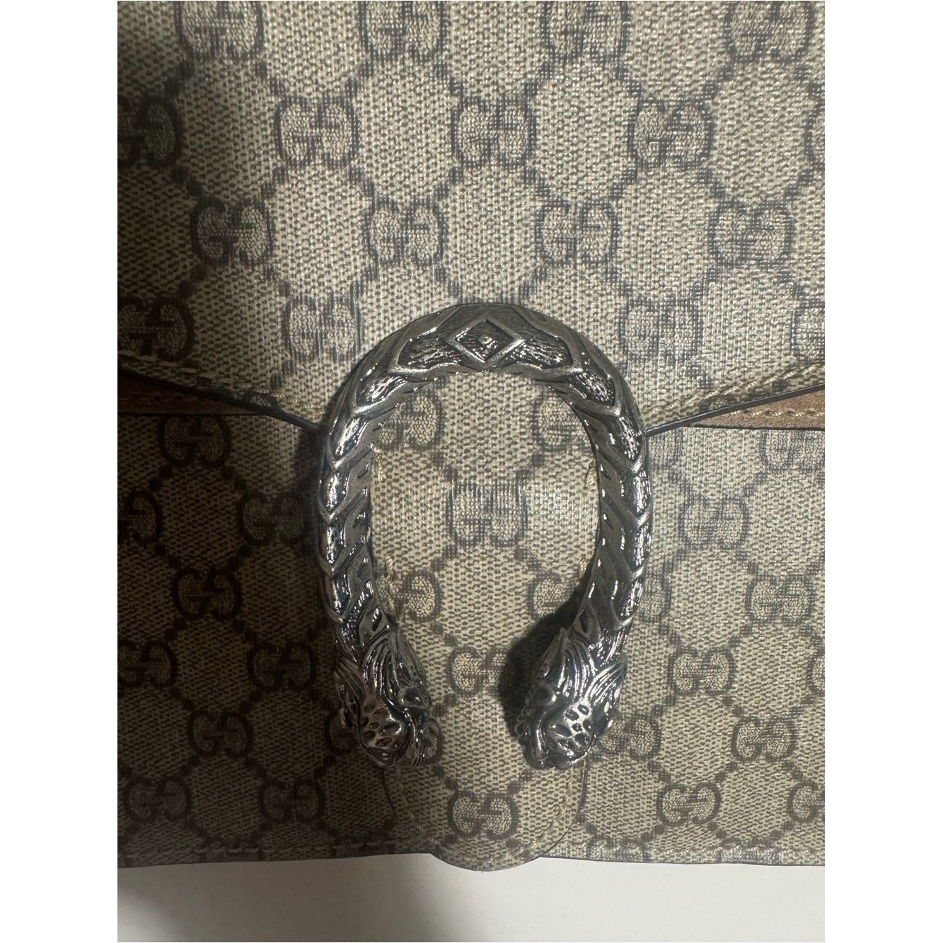 GUCCI Dionysus Medium GG Supreme Monogram Shoulder Bag Beige
