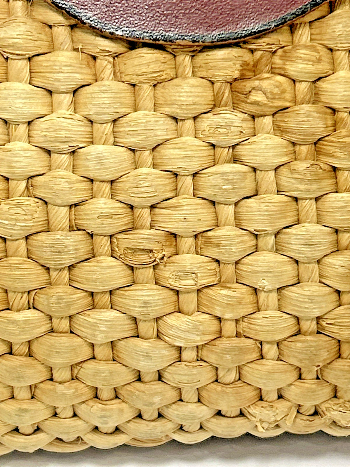 Vintage Handbag Woven Straw Rattan Leather Satchel 60s70s Cottagecore