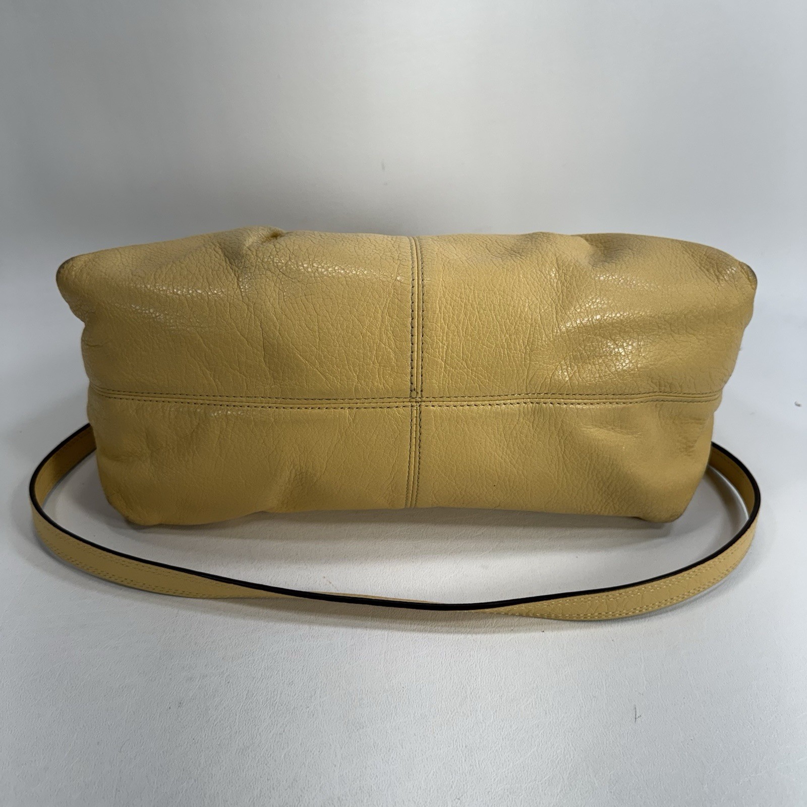 Authentic Coach Ashley Pleated Leather Yellow Satchel Crossbody Bag Z33010
