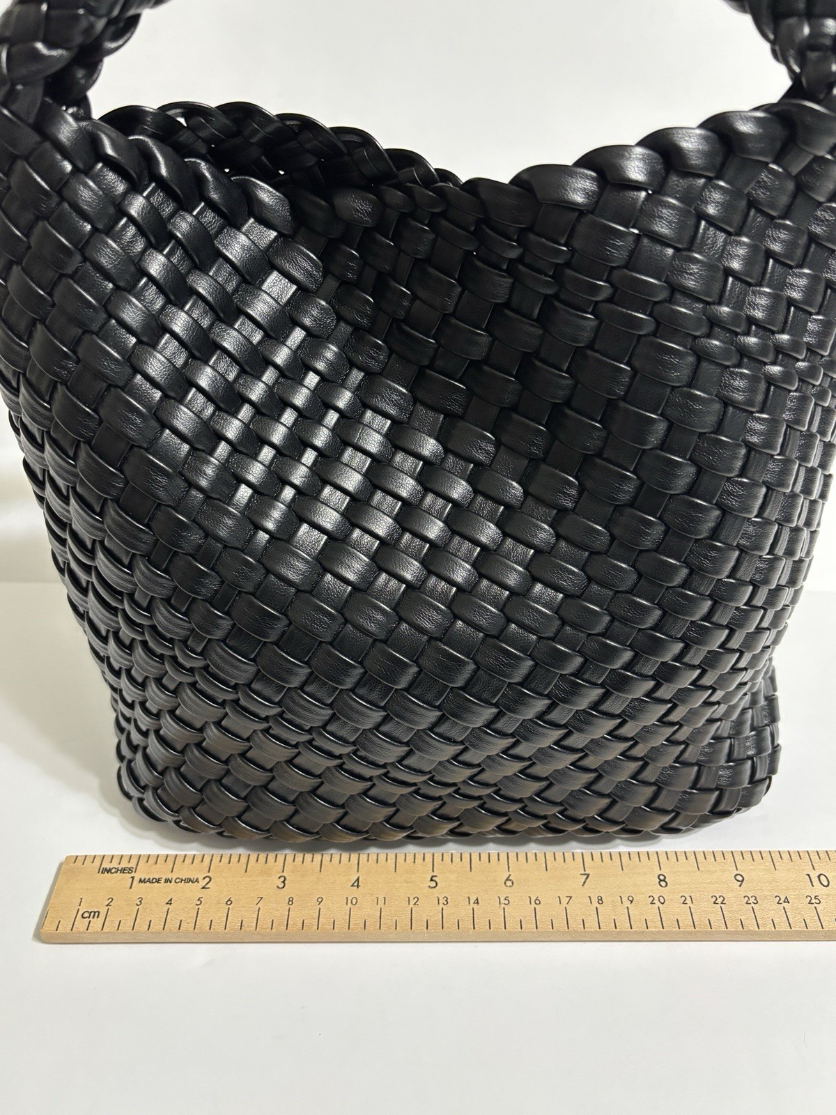 Black Woven Hobo Handbag Small Underarm Shoulder Purse Braided Soft Slouchy