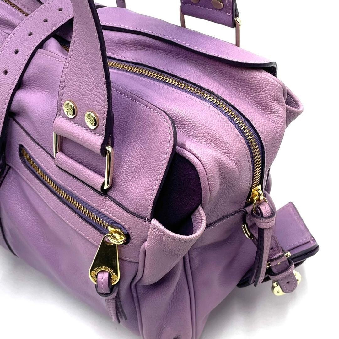 MULBERRY Handbag Mini Boston Bag Leather Purple Vintage From Japan