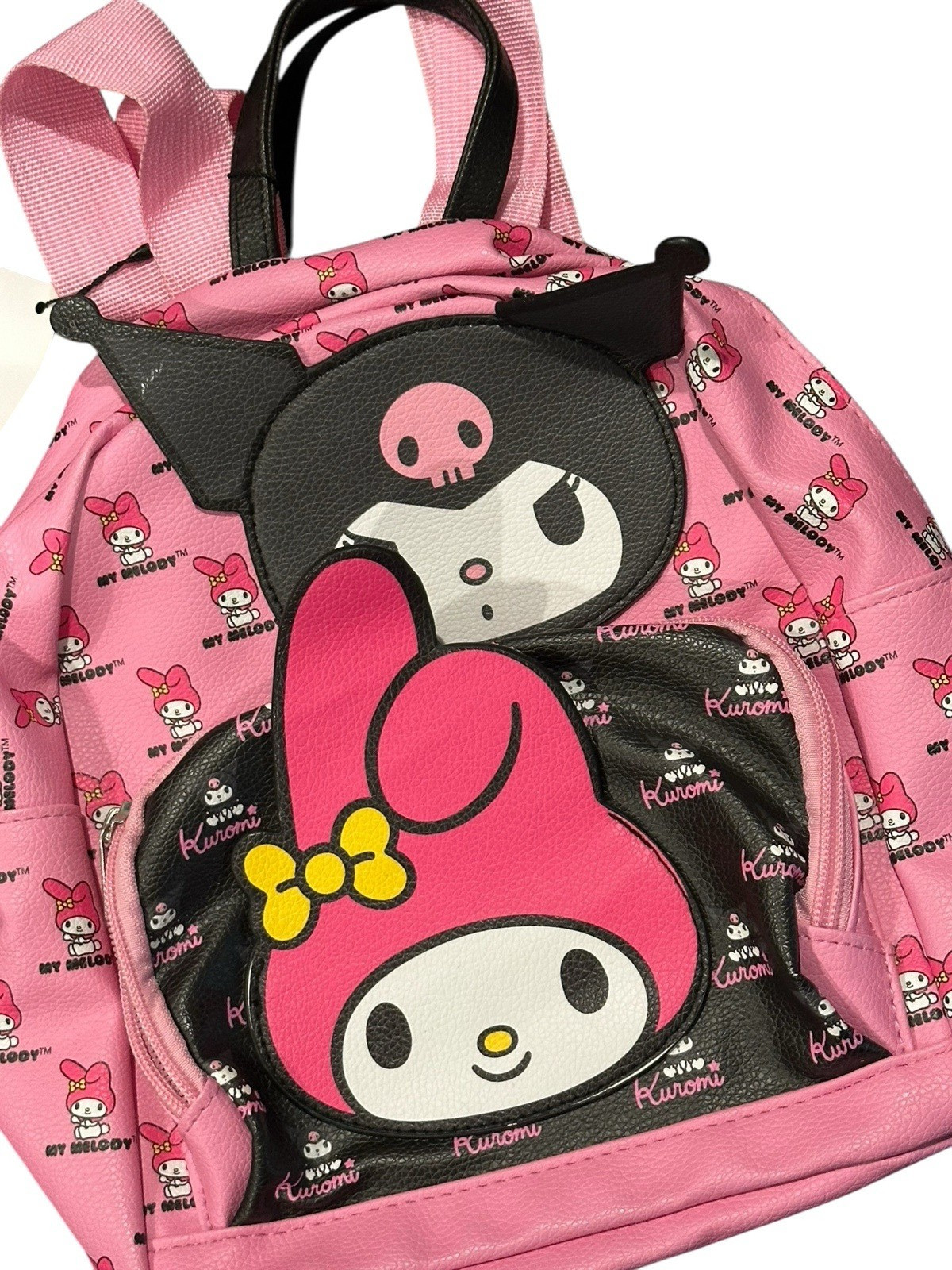 My Melody and Kuromi 12″ Faux Leather Pink Mini Backpack