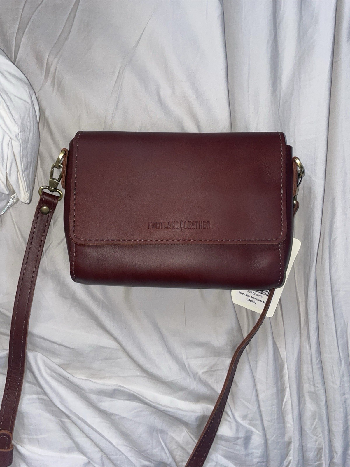 Portland Leather Metro Crossbody Bag in Cognac Adjustable Strap