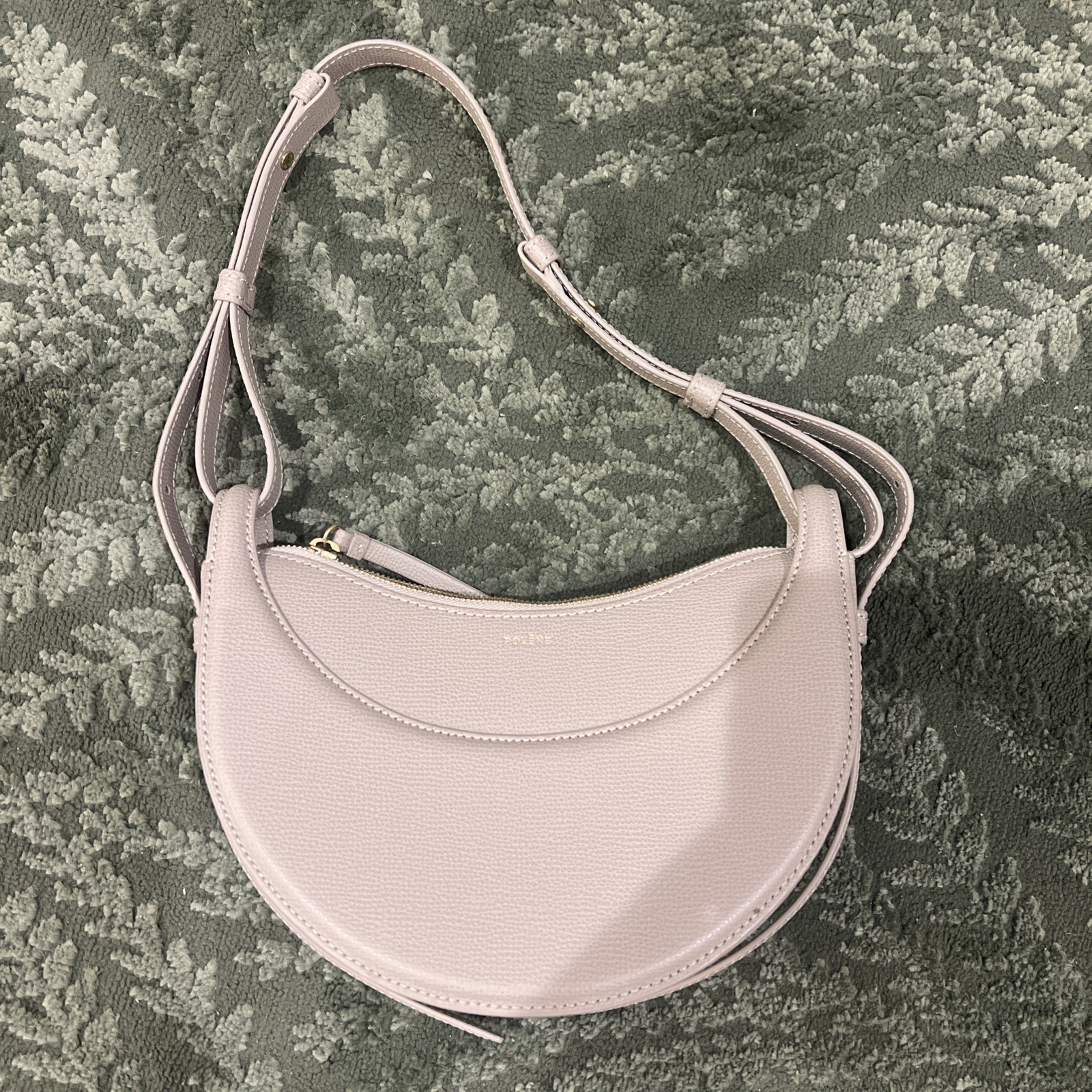 Polene Numero Dix Leather Crossbody Shoulder Bag Taupe Beige Grey RARE Original