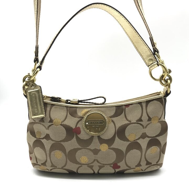 Good Condition COACH Signature Canvas Leather Hand Shoulder 2way Bag Women’s Fas