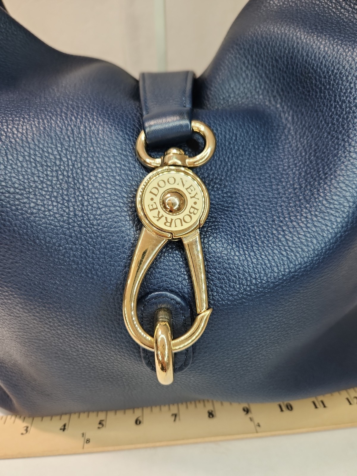 DOONEY & BOURKE Large Florentine Bag Logo Lock Sac Navy Blu Hobo Shoulder Lthr