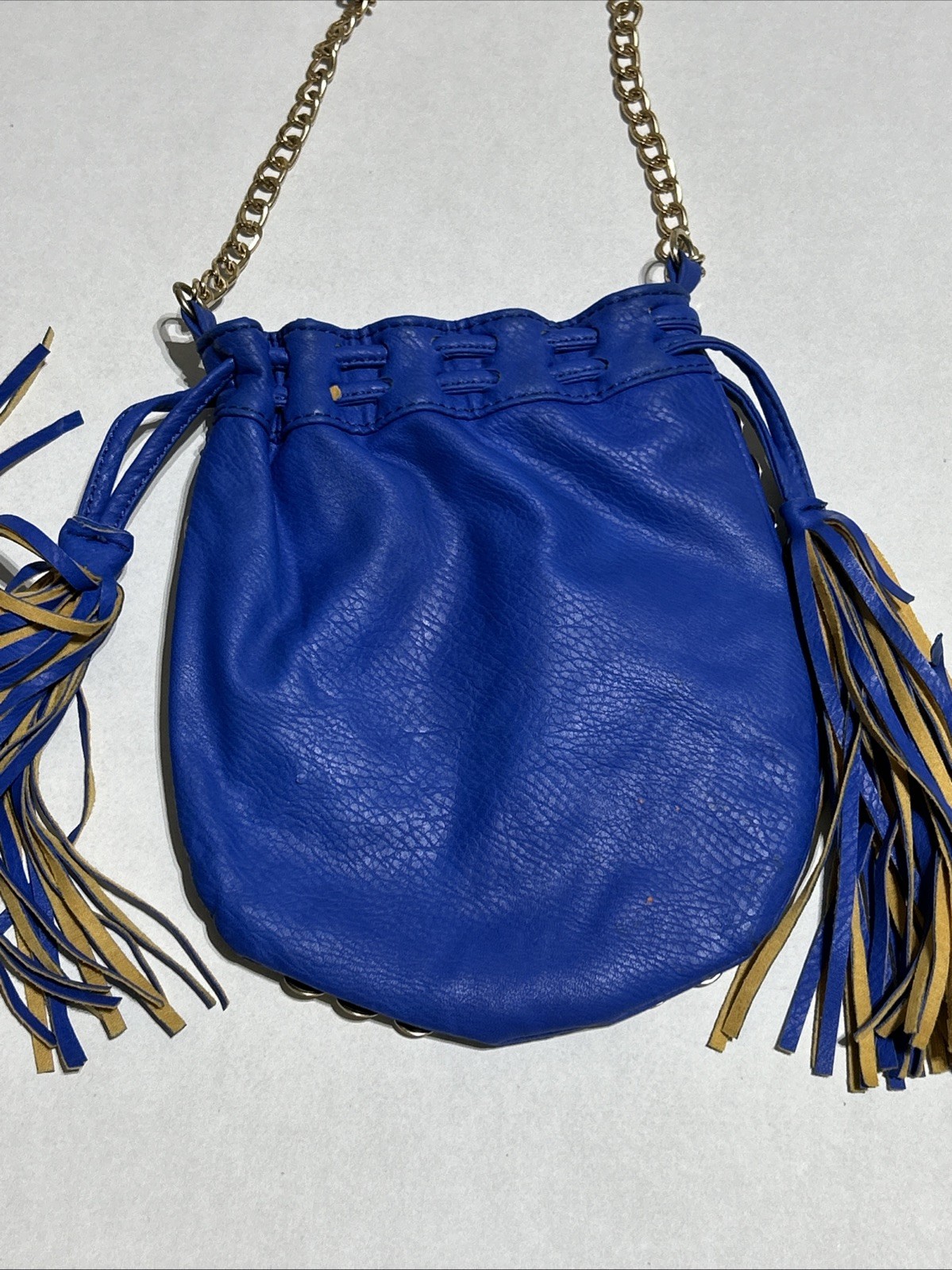 Rue21 Blue Studded Crossbody Purse Faux Leather Tassel Boho Western McBling