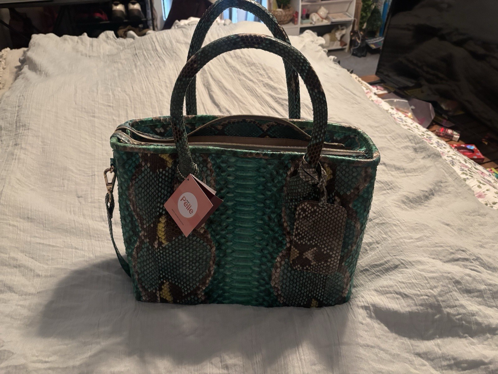 NWT-Grand Pelle Python Skin Large Tote