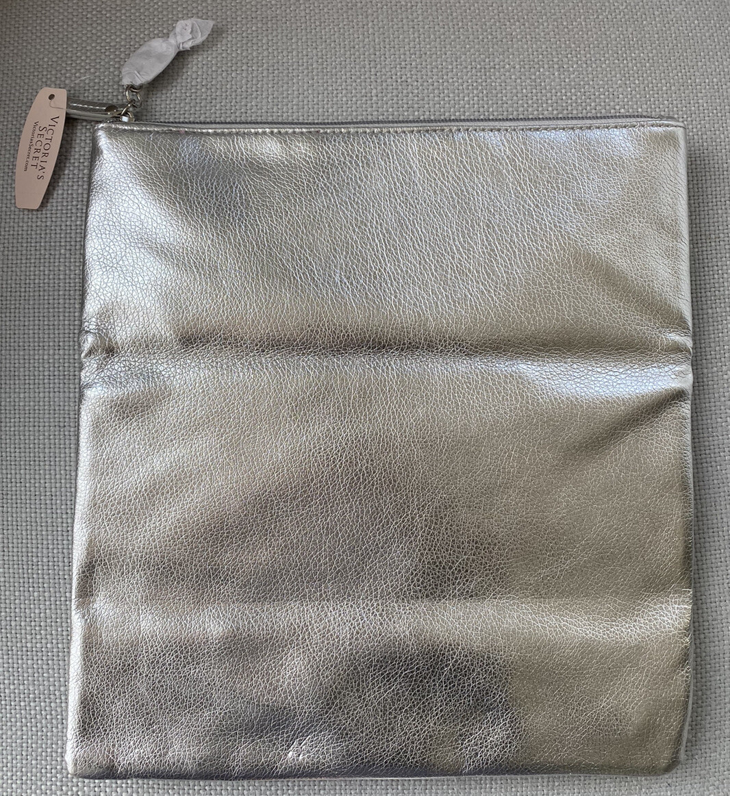 NEW Victoria’s Secret Angel Silver Metallic Clutch Hand Fold Over Bag NWT $68