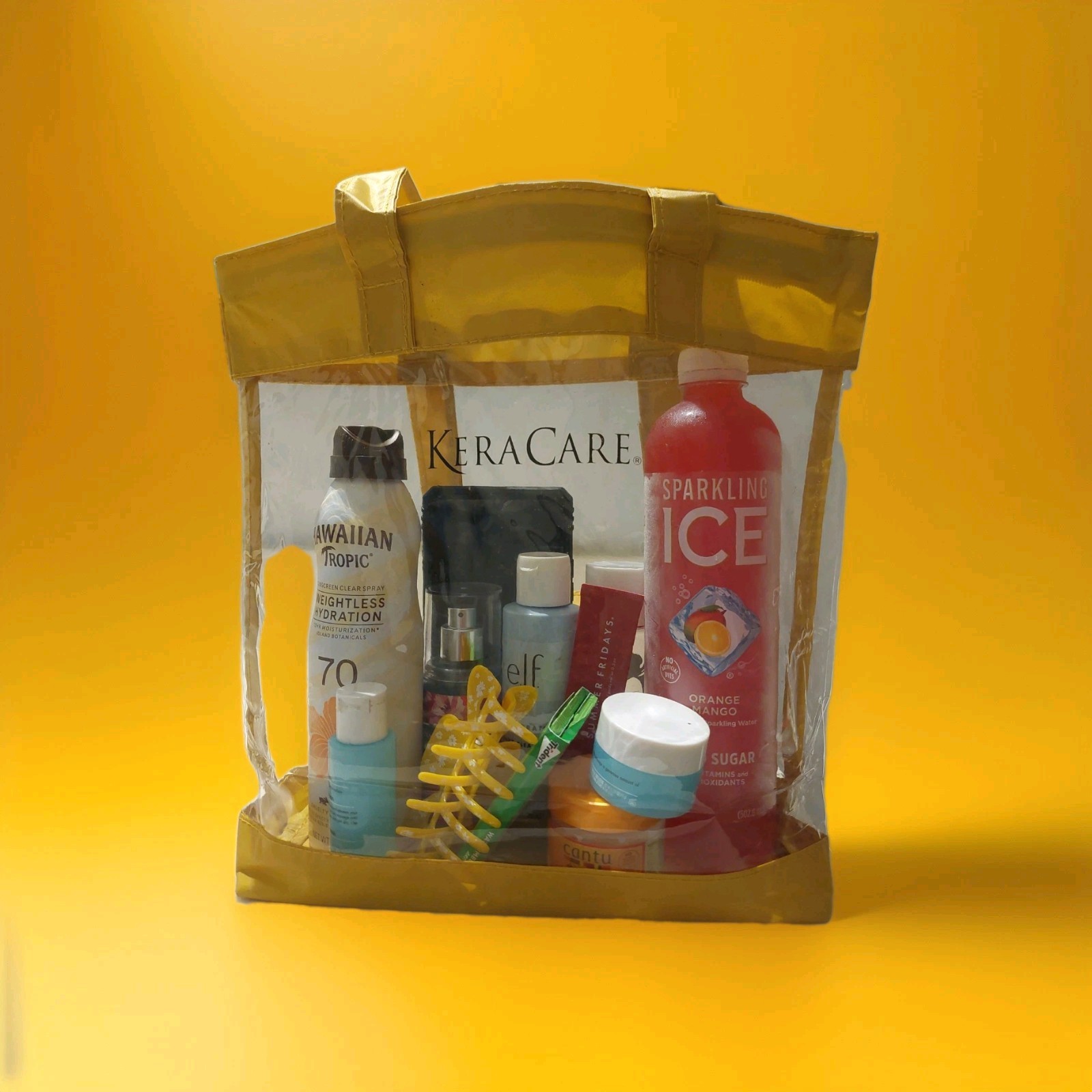 A1 2pcs Women Keracare Clear Tote Bag w/Zipper/Handle Event Cosmetic H12xL11xW4