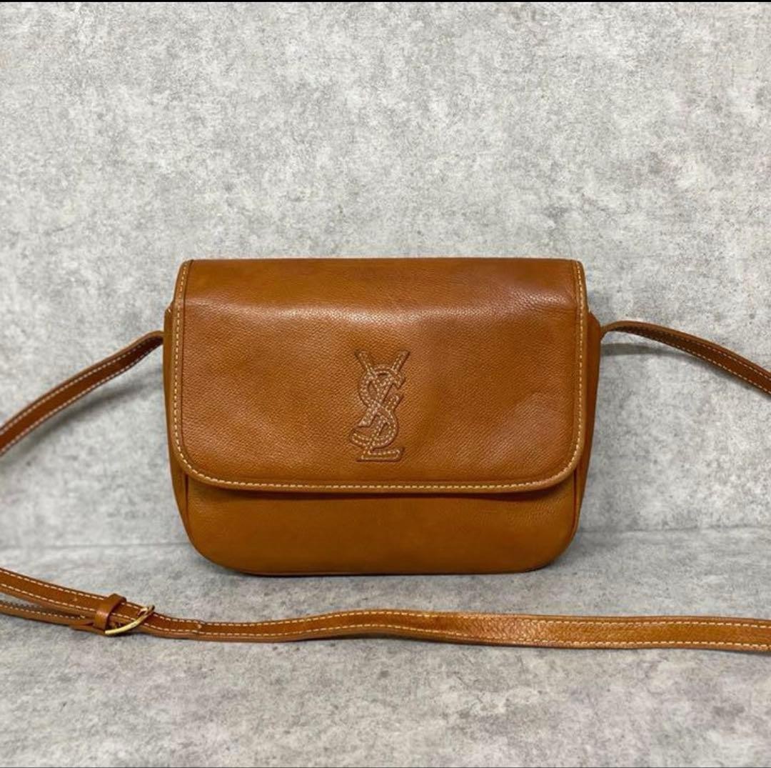 Yves Saint Laurent YSL Cassandra Shoulder Bag Leather Brown Authentic Used Japan