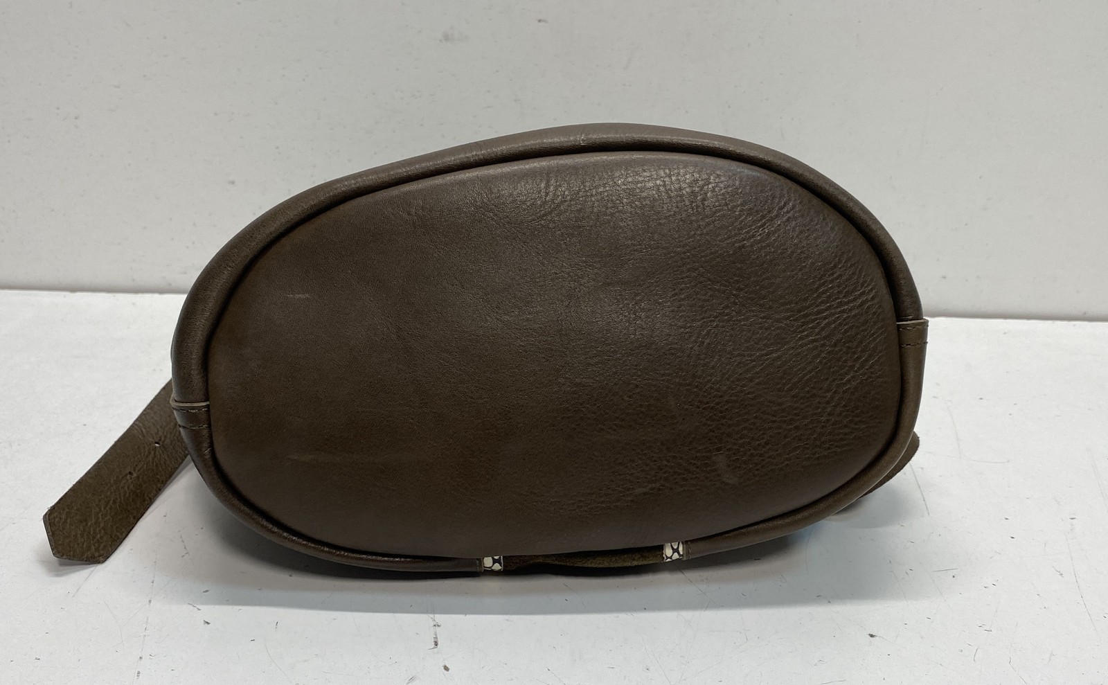 Madewell Brown Striped Leather Suede Shoulder Bucket Bag