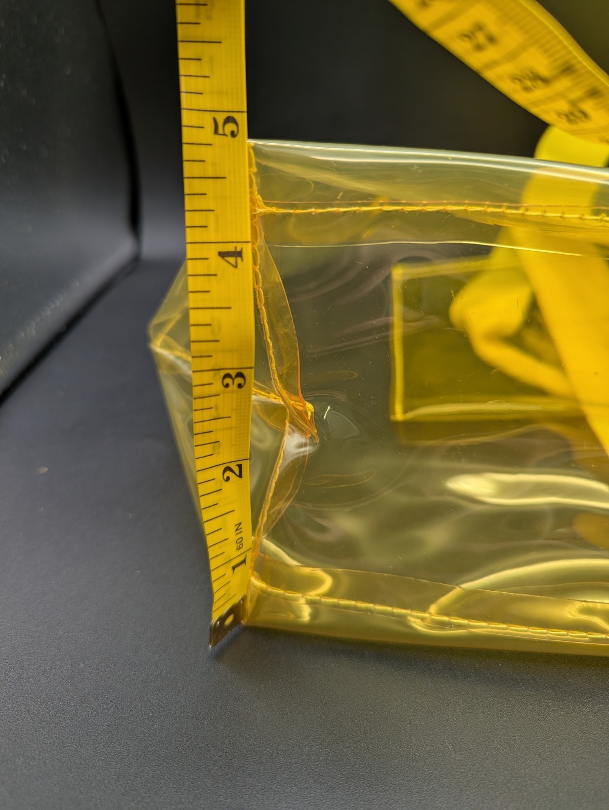 Plastic Clear Yellow Tinted Tote Bag With Yellow Handles Verge Creative Group