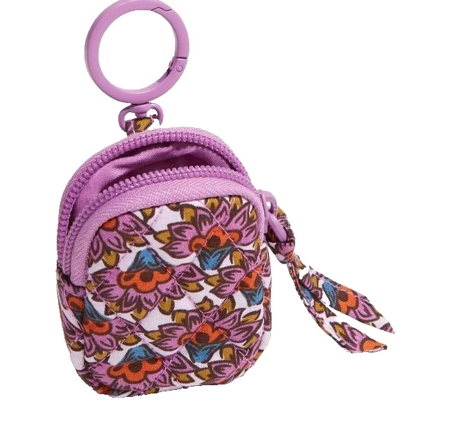 NWT Vera Bradley Bag Charm For AirPods in Scaevola Fan 3 X2.5 In Zipped