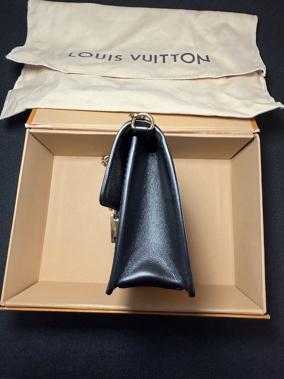 Louis Vuitton Black Blue Jacquard Since 1854 Dauphine Chain Wallet w/ Dust Bag