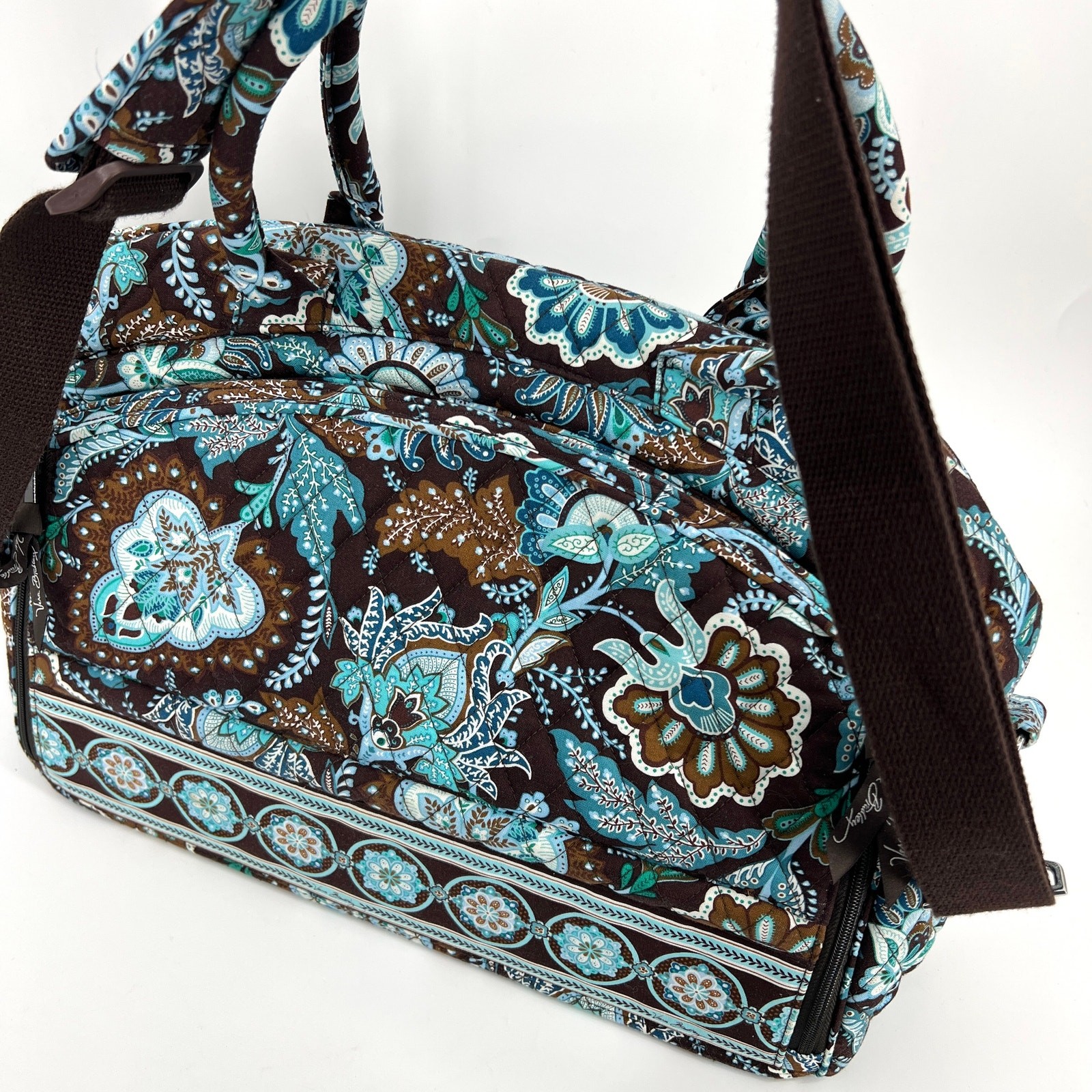 Vintage Vera Bradley Java Blue Weekender Bag Preowned 16″ x 12″ x 6″