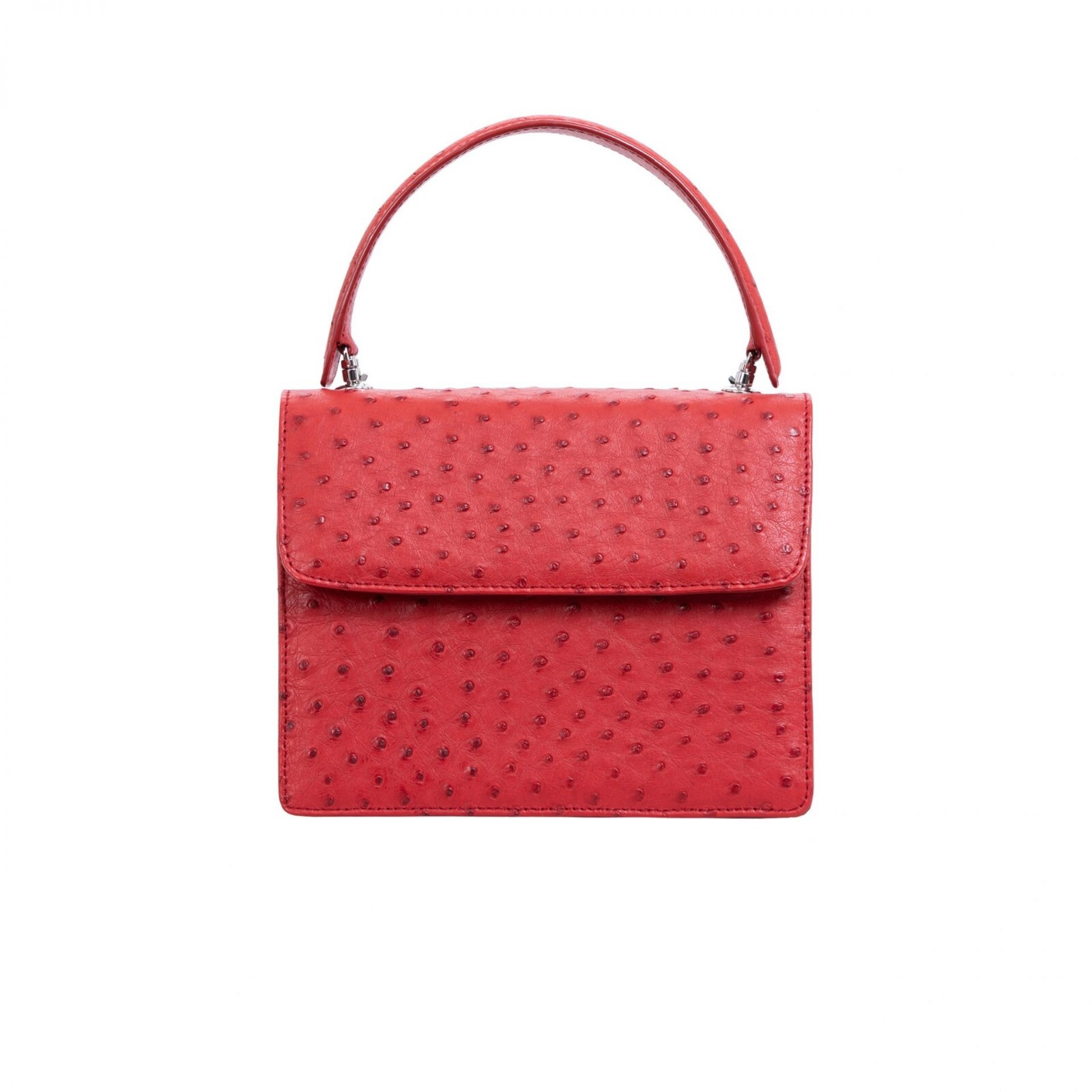 $1850 Cape Cobra MAXI IN ROUGE OSTRICH | Red | 8.2″ x 6.5″ x 3.7″