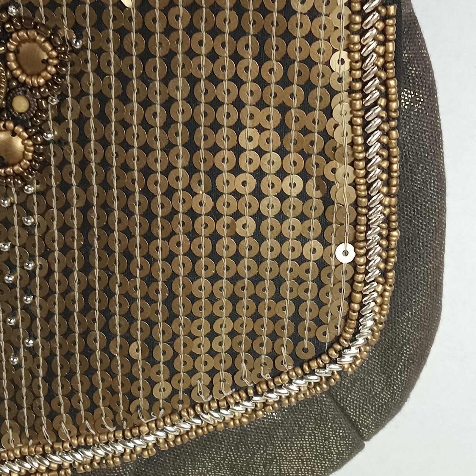 CHICOS PURSE BEADED SEQUINS Clutch GOLD CHAIN STRAP