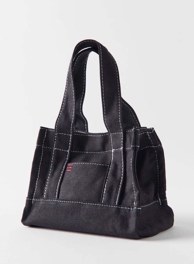 Urban Outfitters BDG Mini Canvas Tote Bag Black White Stitching Crossbody