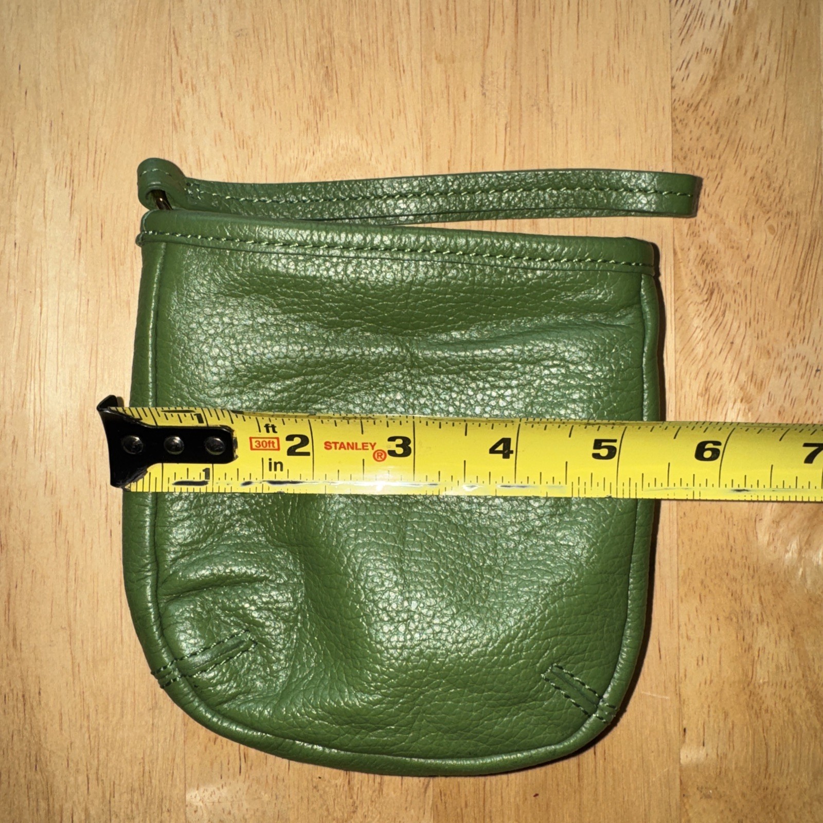 Spring Green Leather Wristlet Small Pouch Bag