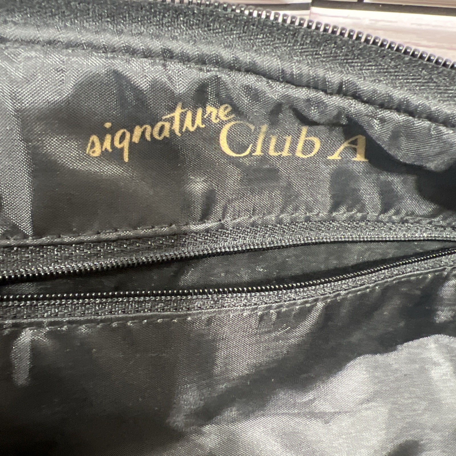 Y2K Club A Tote Bag Large 21×17 Leopard Palm Trees Black Faux Leather Trim VTG