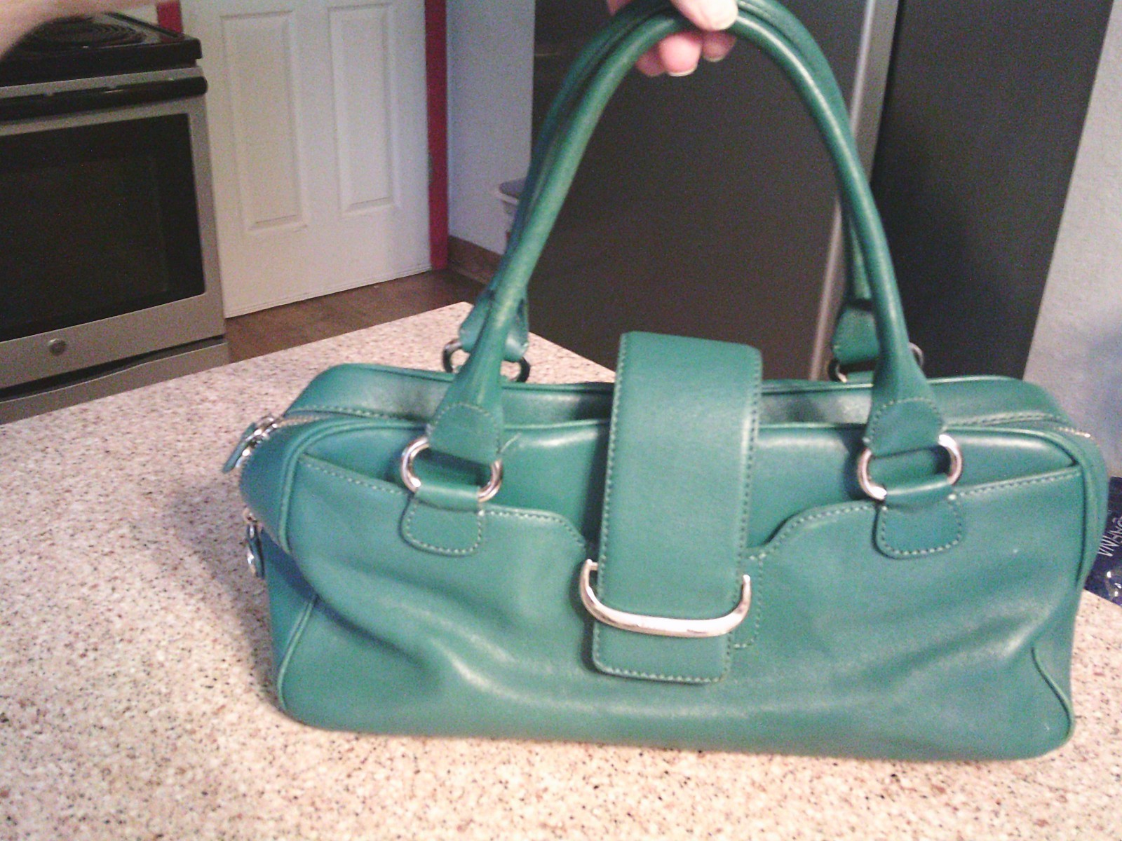 COLE HAAN TEAL LEATHER HANDBAG
