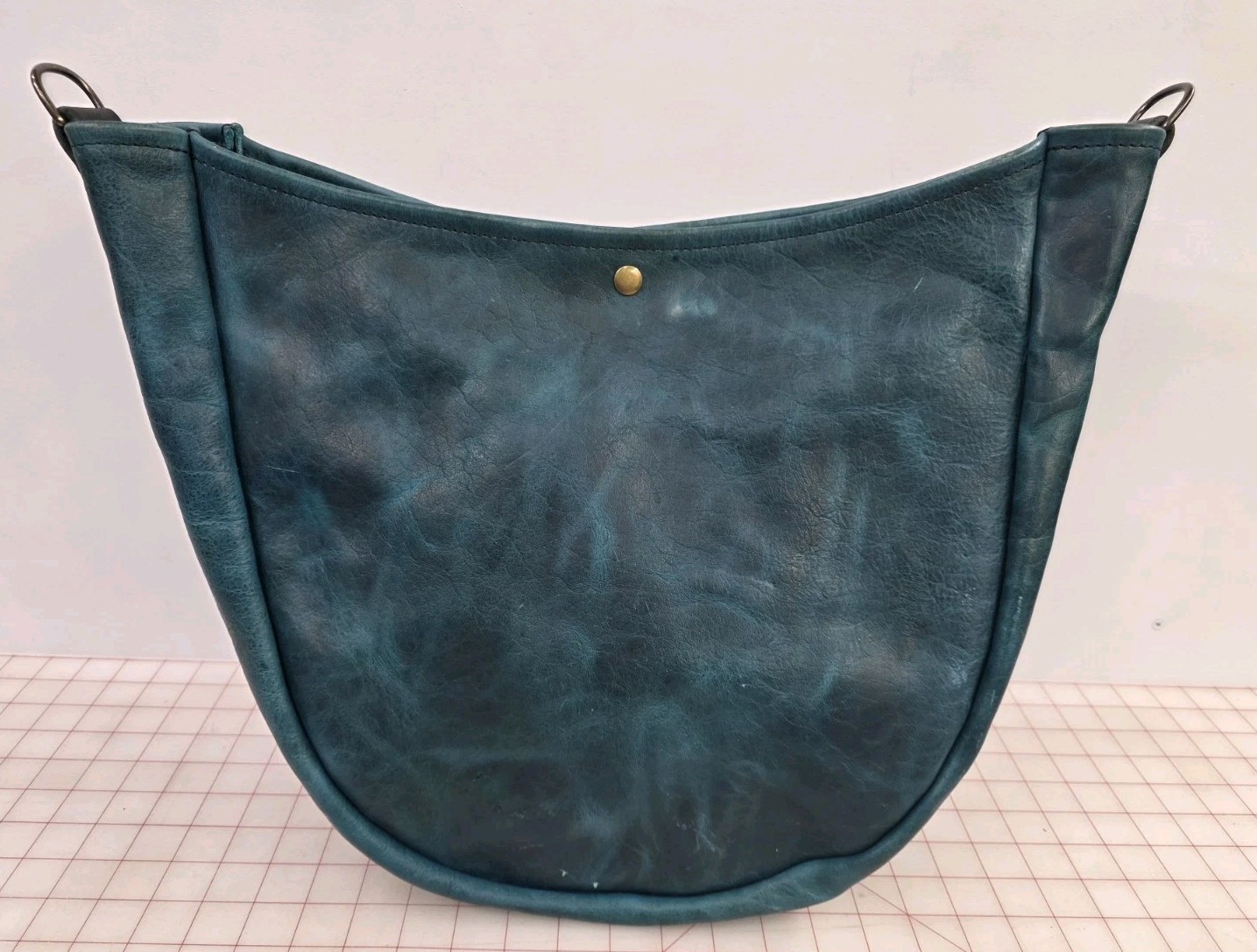 Go Forth Goods Celeste Leather Hobo Bag Cobalt Bison Medium No Shoulder Strap
