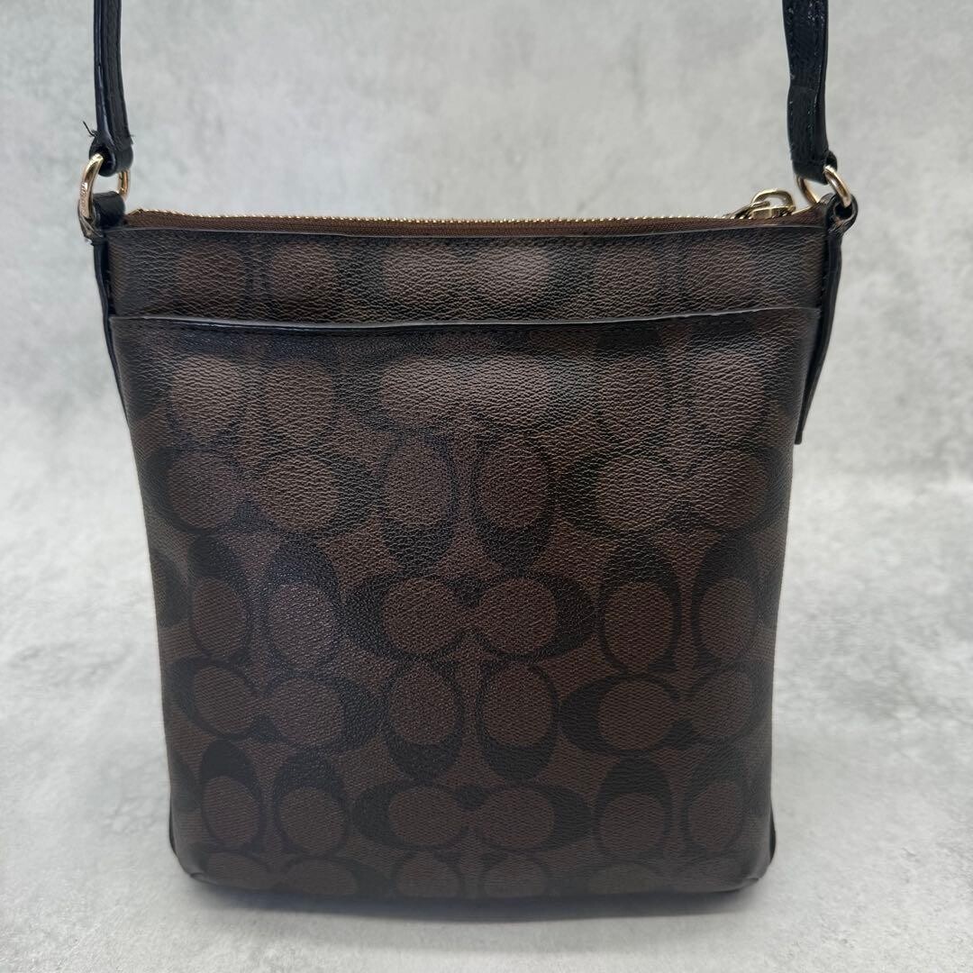 COACH Beige PVC Signature Crossbody Bag Womens Gold Hardware F35940 Authentic