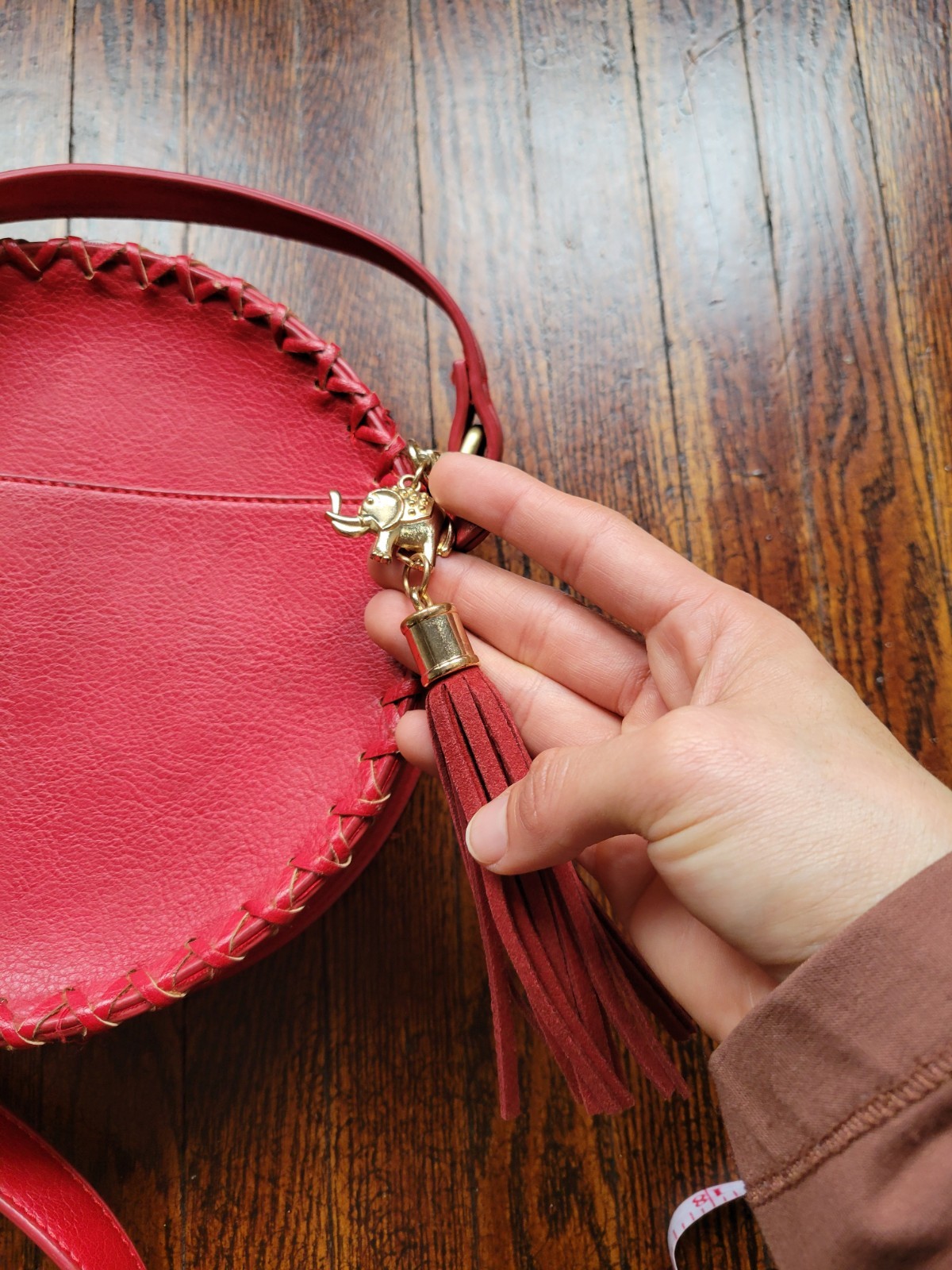American Eagle Red Aeo Whip Stitch Crossbody Bag Leather