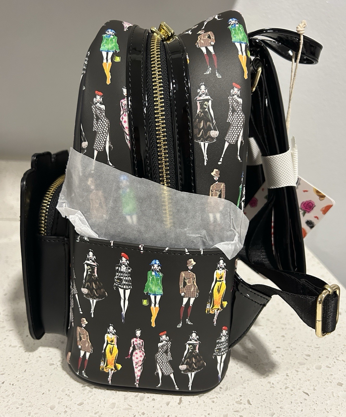 Loungefly Emily in Paris Mini Backpack Faux Leather Camera Graphic Print Zip