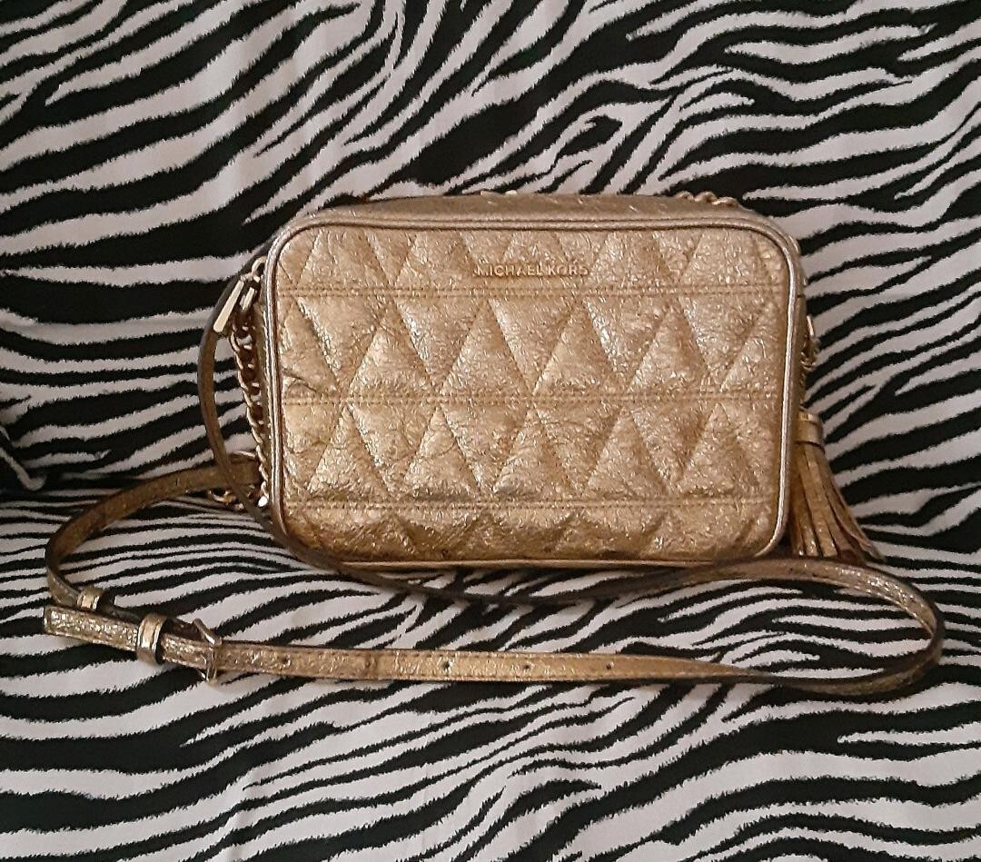Michael Kors RARE RETIRED STYLE STUNNING SPARKLING GOLD SHOULDER/ CROSSBODY BAG