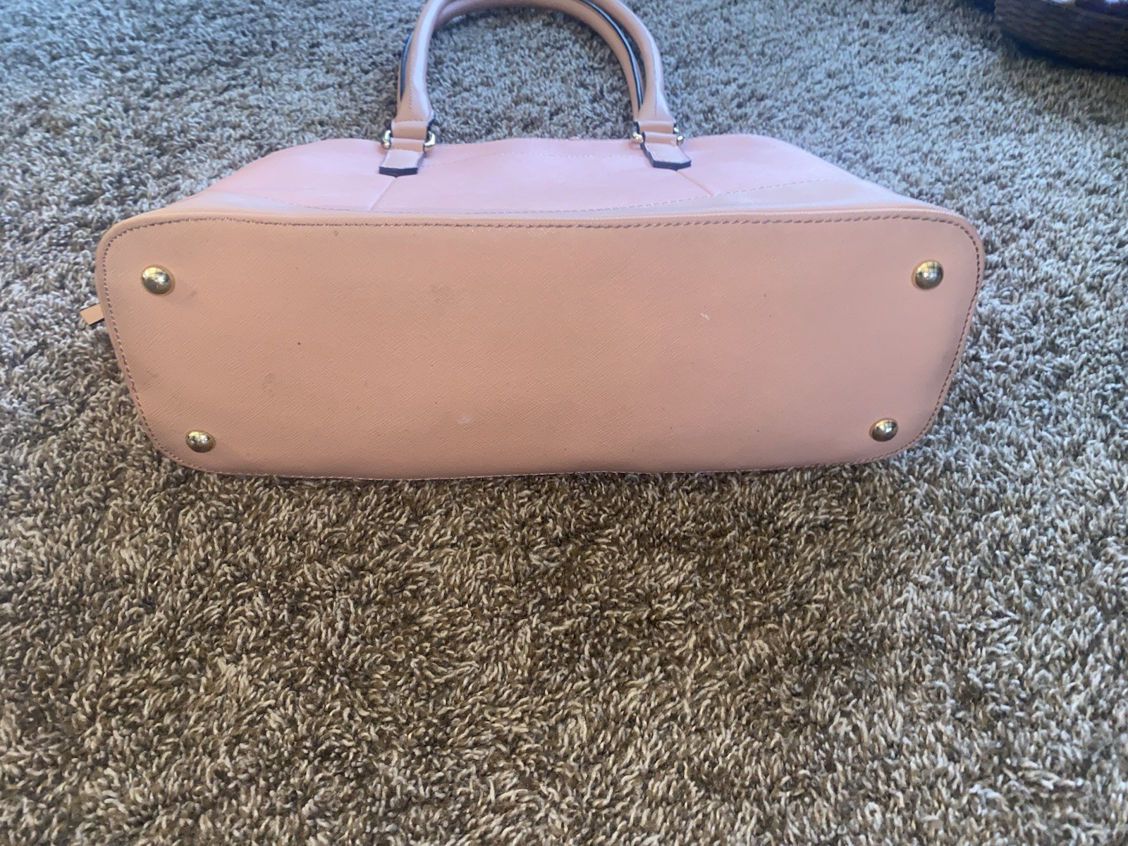 Tignanello Blush Pink Dome Satchel Shoulder Handbag Purse Gold Tone Large Zip