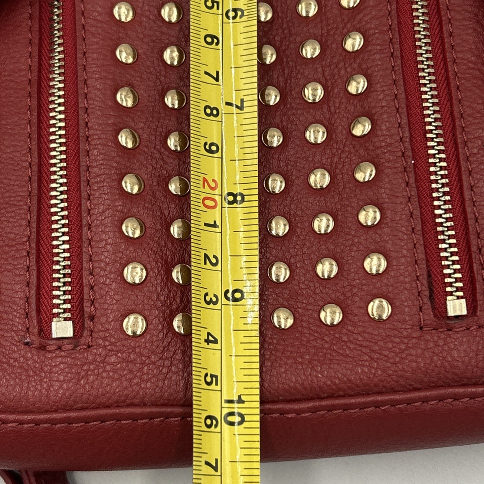 Pebbled Red Leather Kooba Crossbody Shoulder Bag Studded Rock Grunge Punk Y2K