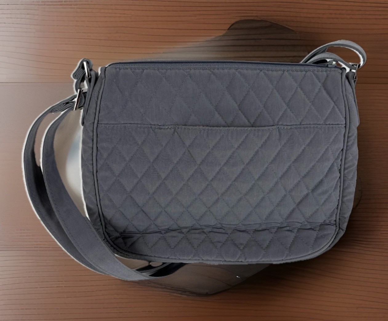 Vera Bradley Carbon Gray Quilted Turn Lock Adjustable Strap Saddle Crossbody Bag