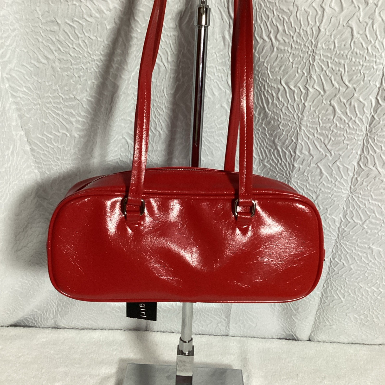 Madden Girl Glossy Red Fashion Shoulder Bag W/ Pom Pom Charm NEW Classy!