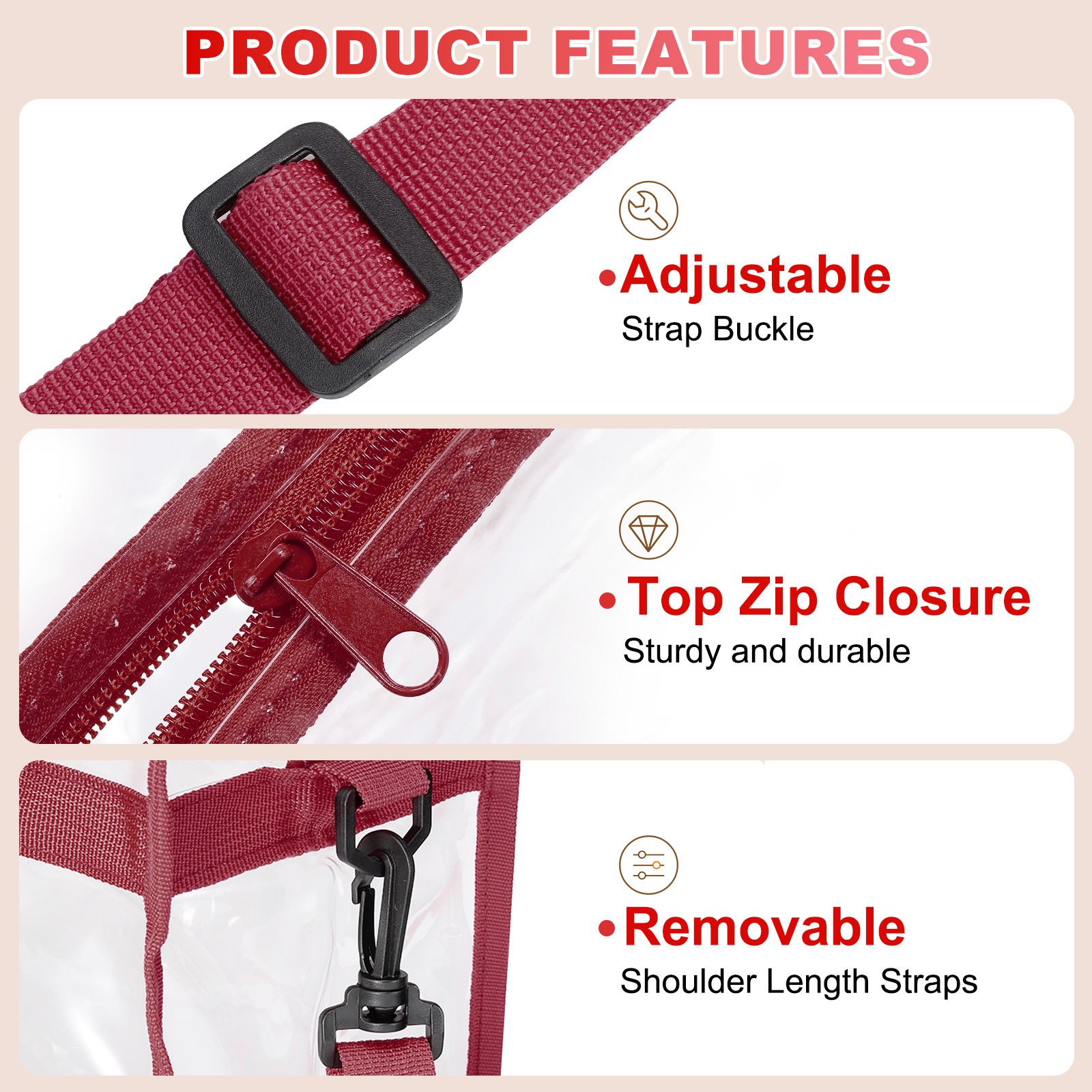 1Pcs 13″ x 6″ x 13″, Waterproof Closure Crossbody Shoulder Bag (Wine Red)